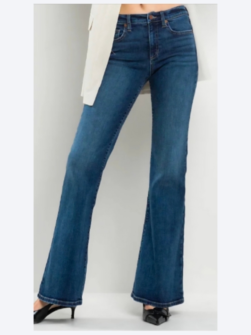 Sneak Peak Women's Dark Blue High-Rise Flare Jeans
